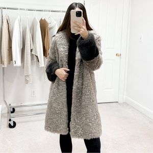 Laundry by Shelli Segal Faux Fur Two Tone Coat in Beige and Brown